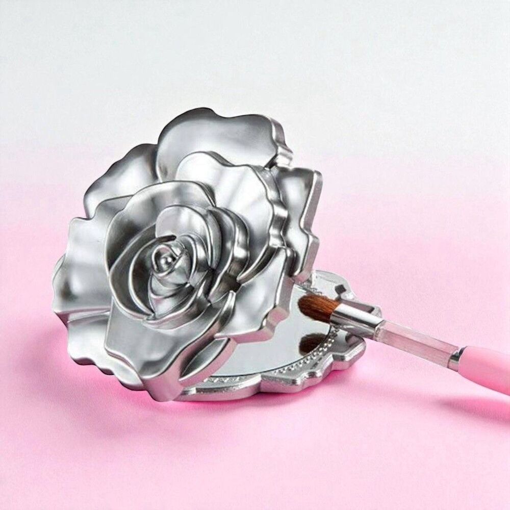 FASHIONCRAFT Standard Size Realistic Rose Design Mirror Compacts (12 pk) Silver